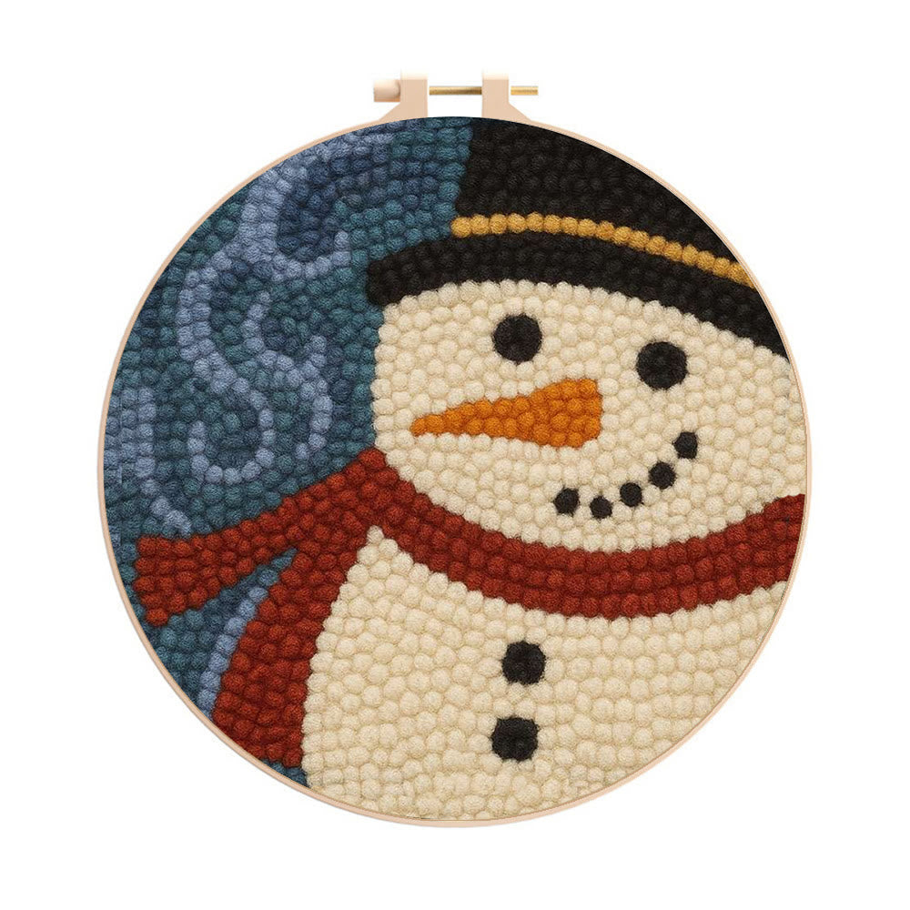 Christmas Snowman Punch Needle Kit - Diy Holiday Wall Decoration | Win ...