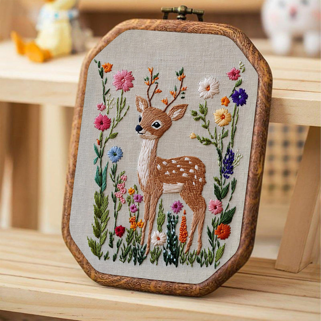 Rubbyoo Embroidery Kit-  Flowers Deer - image 3