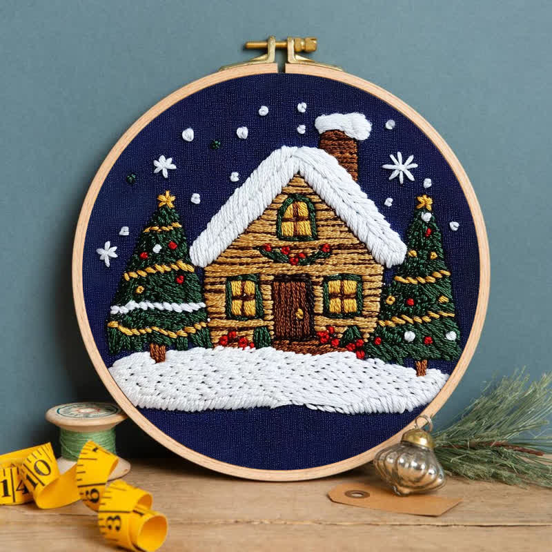 Rubbyoo Embroidery Kit -Art Winter Cottage - image 2