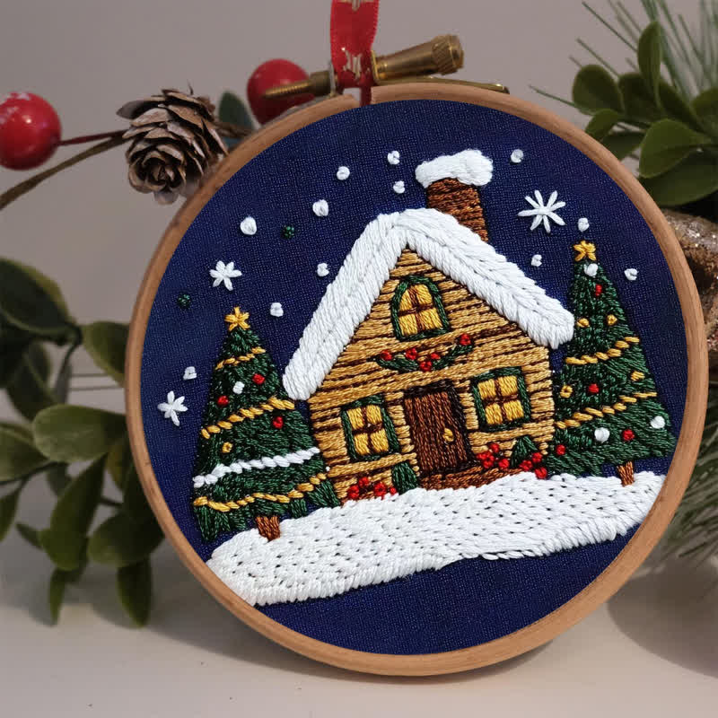 Rubbyoo Embroidery Kit -Art Winter Cottage - image 1