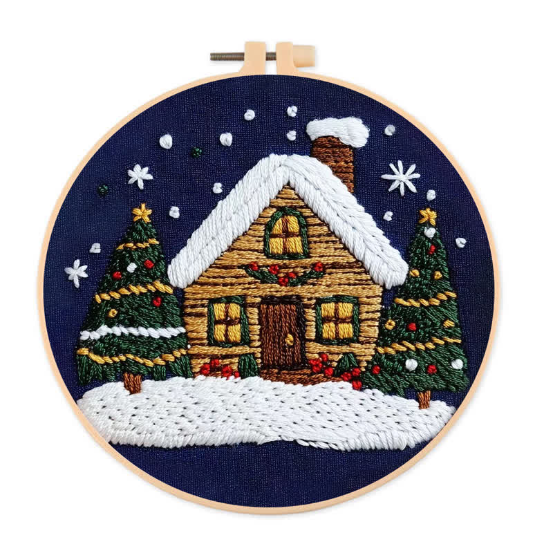 Rubbyoo Embroidery Kit -Art Winter Cottage - image 0