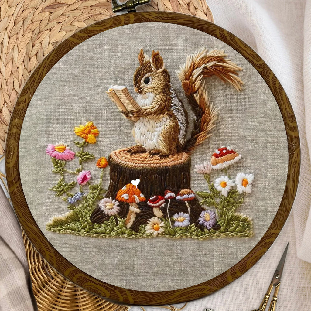 Rubbyoo Embroidery Kit - Small Reading Squirrel - image 2
