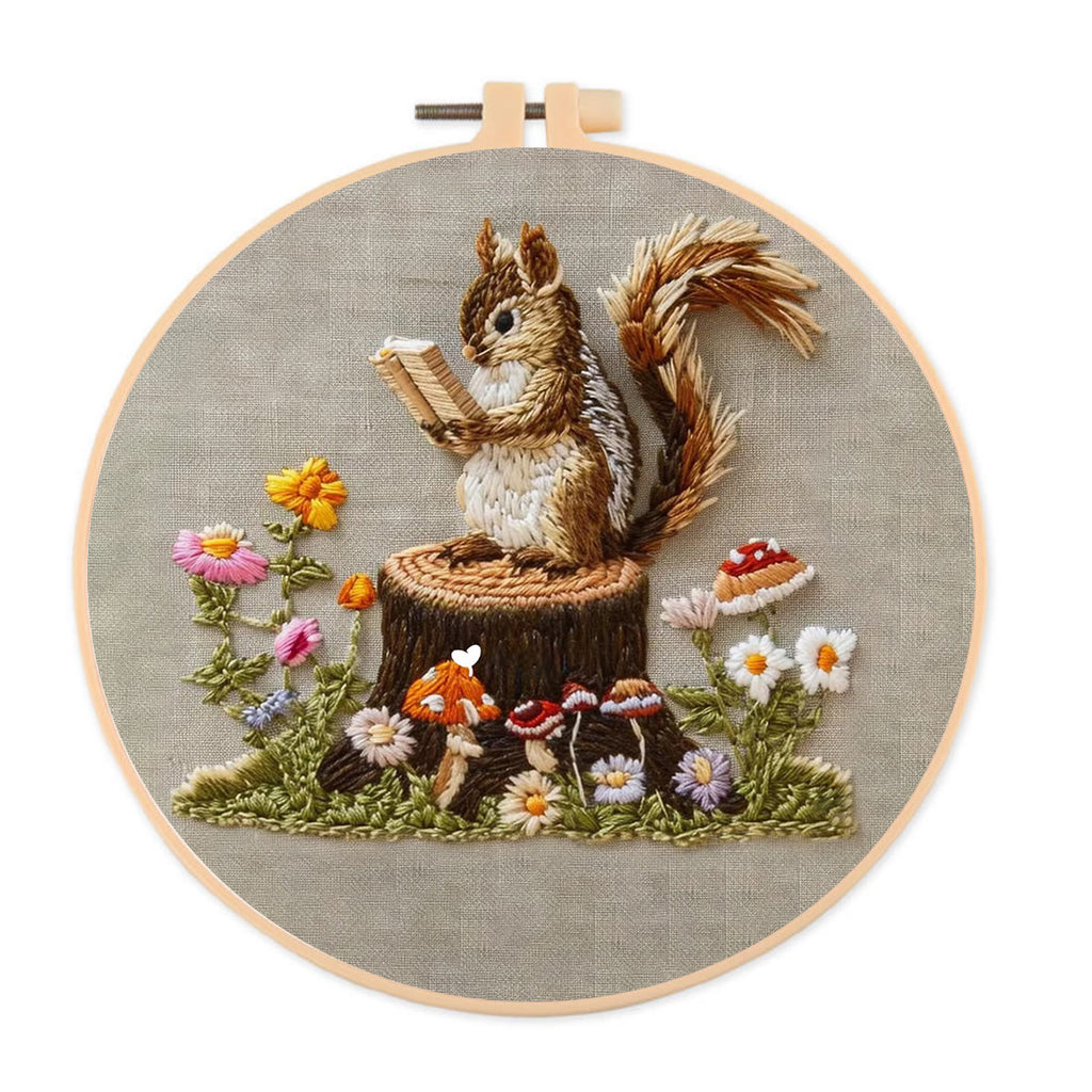 Rubbyoo Embroidery Kit - Small Reading Squirrel - image 0