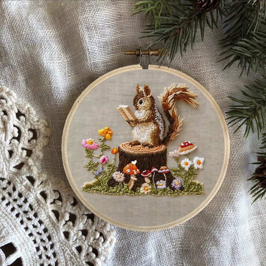 Rubbyoo Embroidery Kit - Small Reading Squirrel - image 3