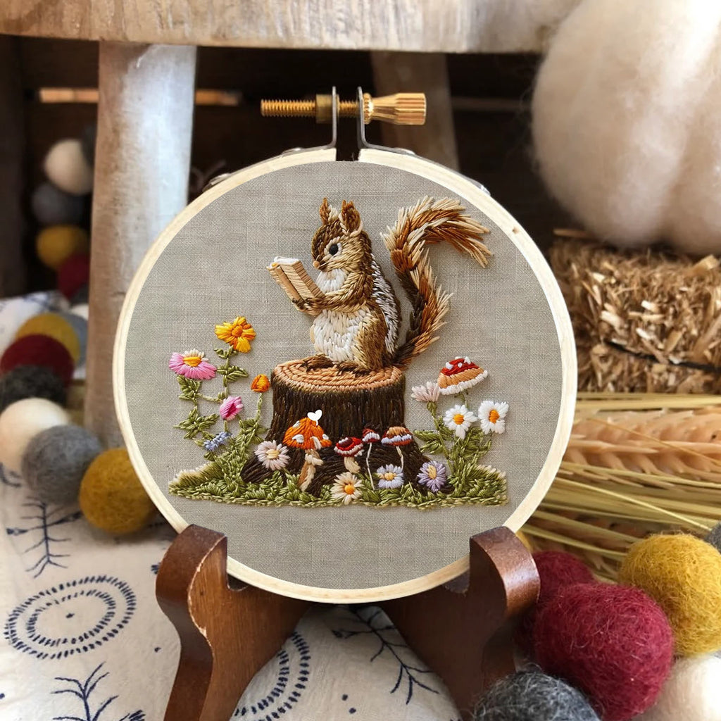 Rubbyoo Embroidery Kit - Small Reading Squirrel - image 5