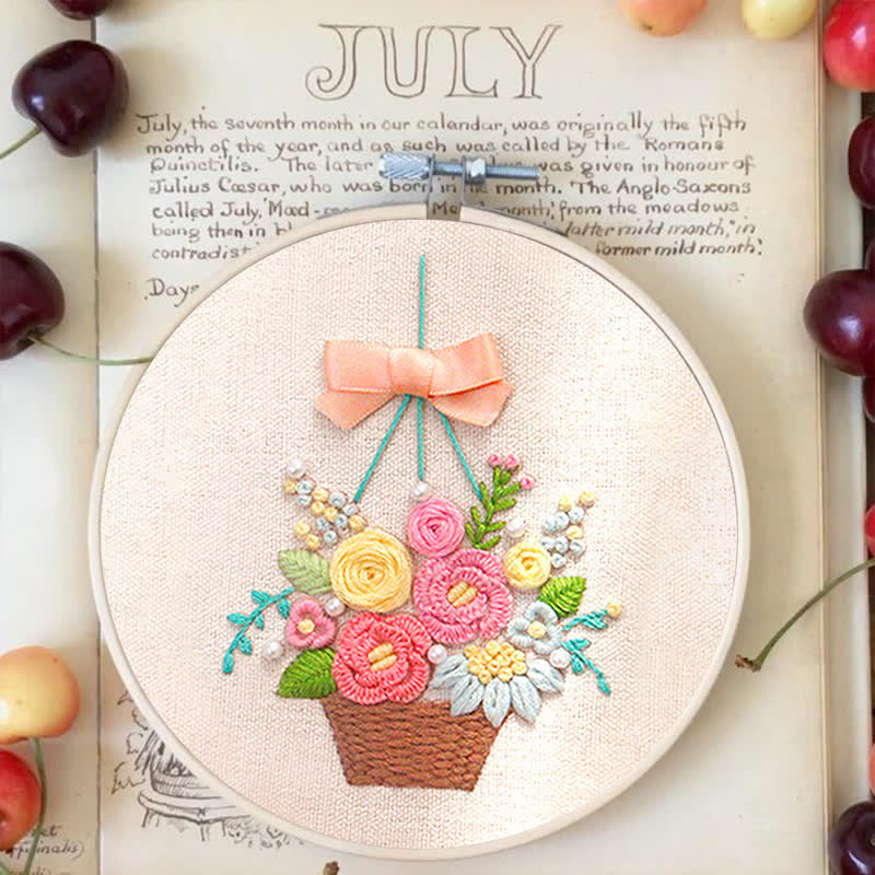 Rubbyoo Embroidery Kit - Basket Of Peonies - image 5