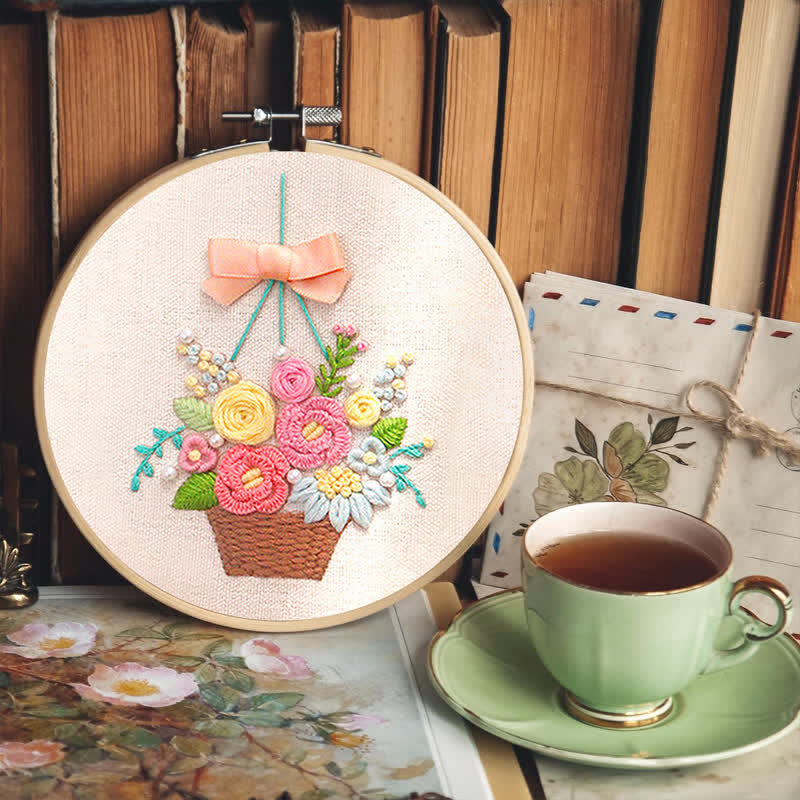 Rubbyoo Embroidery Kit - Basket Of Peonies - image 11