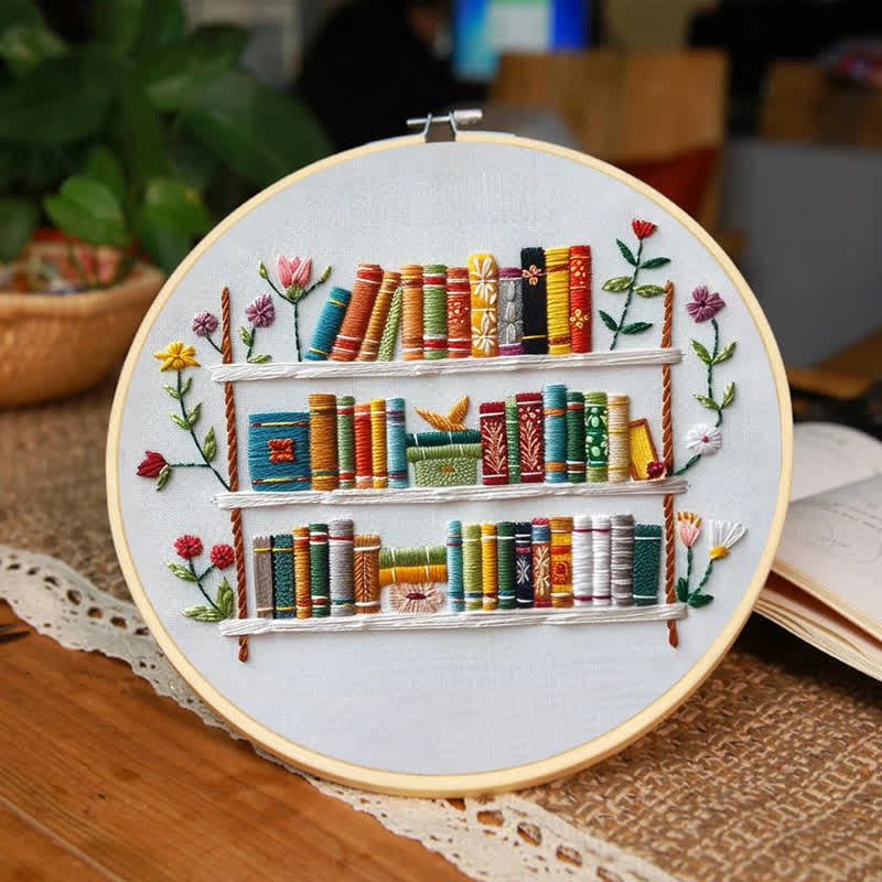 Rubbyoo Embroidery Kit - Bookshelf Book Lover DIY Craft Kit  - image 3