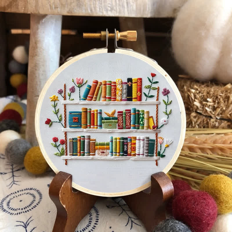 Rubbyoo Embroidery Kit - Bookshelf Book Lover DIY Craft Kit  - image 2