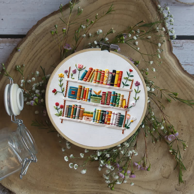 Rubbyoo Embroidery Kit - Bookshelf Book Lover DIY Craft Kit  - image 4