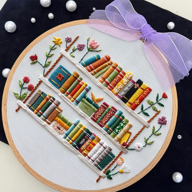 Rubbyoo Embroidery Kit - Bookshelf Book Lover DIY Craft Kit  - image 5