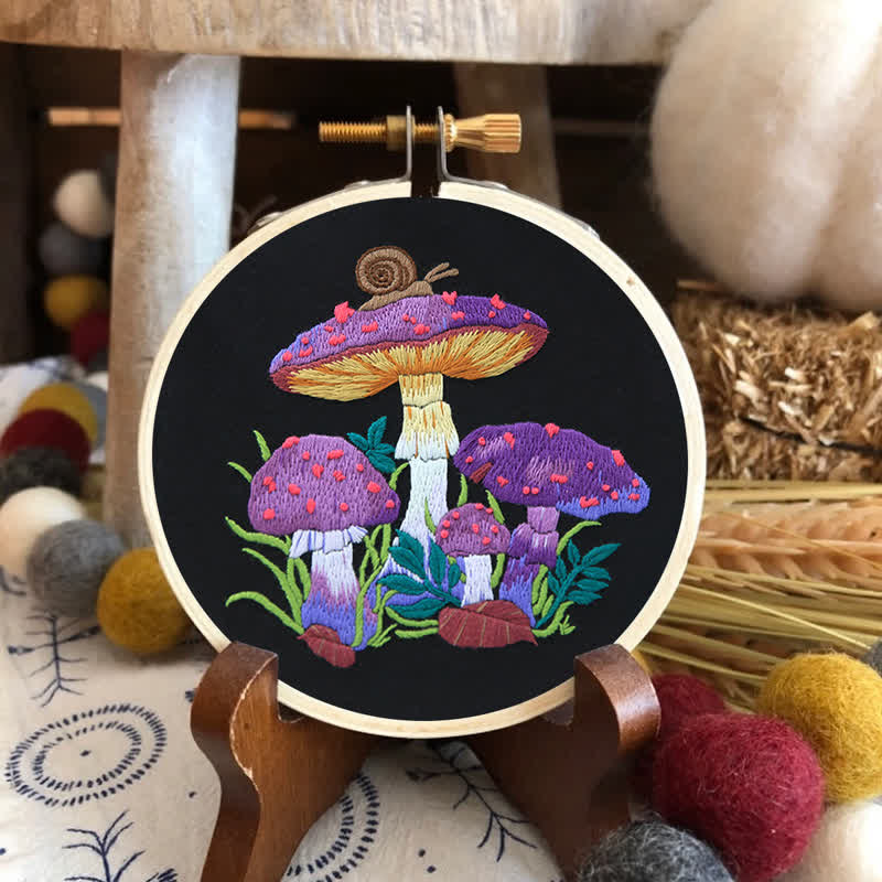 Rubbyoo Embroidery Kit -  Purple Mushroom Fantasy - image 3