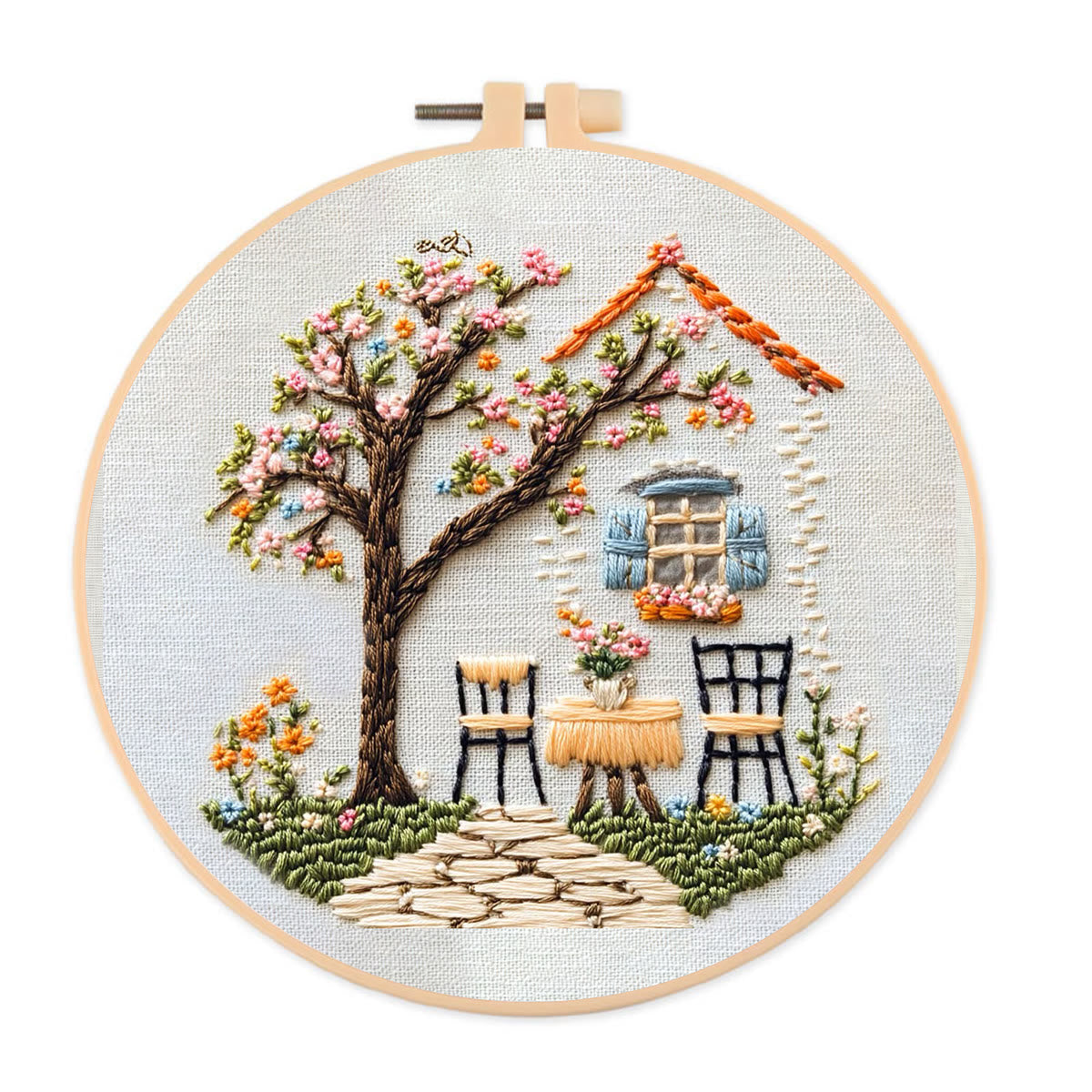 Rubbyoo Embroidery Kit - Warm Scenery Of A Cottage | Handmake Craft Ki ...