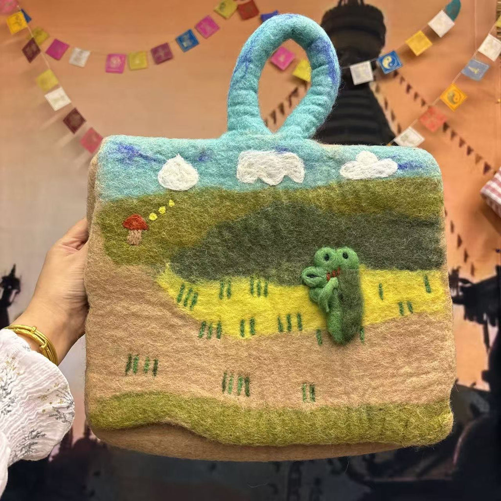  Needle Felted Bag - Cute Design Crafts | Fashion Dual-purpose Bag - Handbag-Dinosaur - image 4