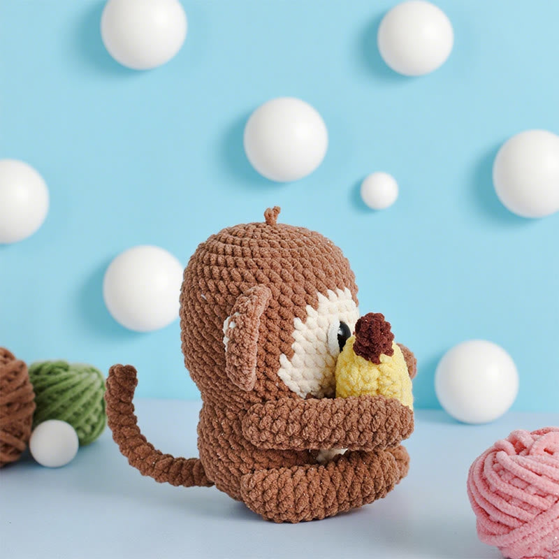 Diy Handmade Little Monkey Crochet Kit - Animal Sewing Craft | Starter Needle Set - image 1