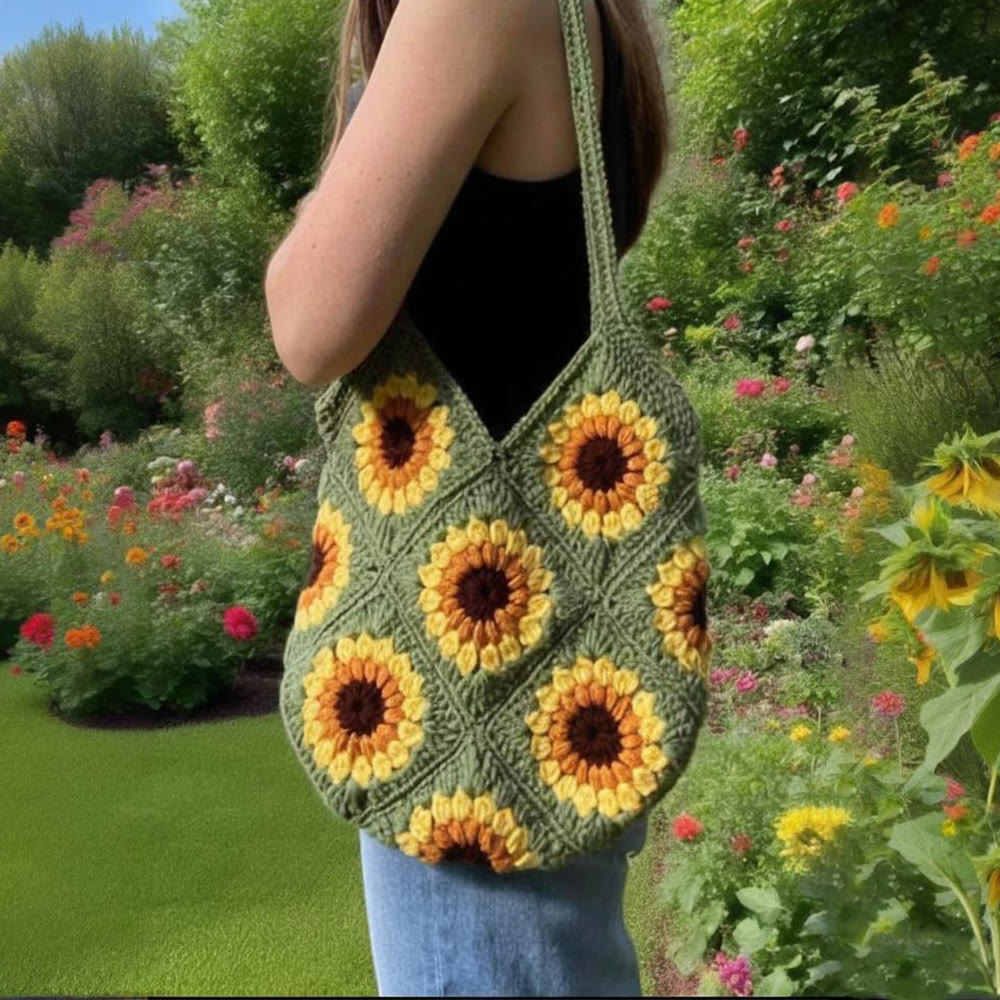 Diy Handmade Sunflower Bag Crochet Kit - Shoulder Bag Handicraft | Gifts For Mom - B - image 2
