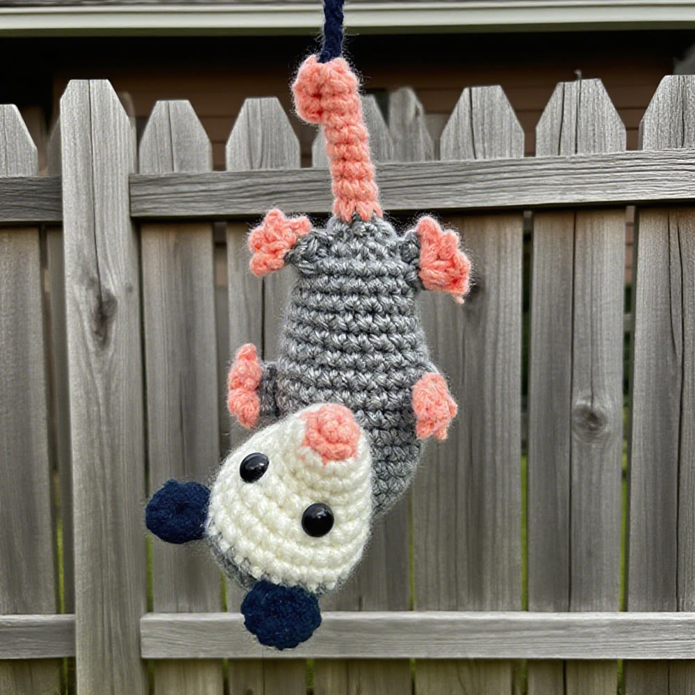 Diy Handmade Plush Opossum Crochet Kit - Car Mirror Hanging Accessory | Creative Crochet Doll  - image 1