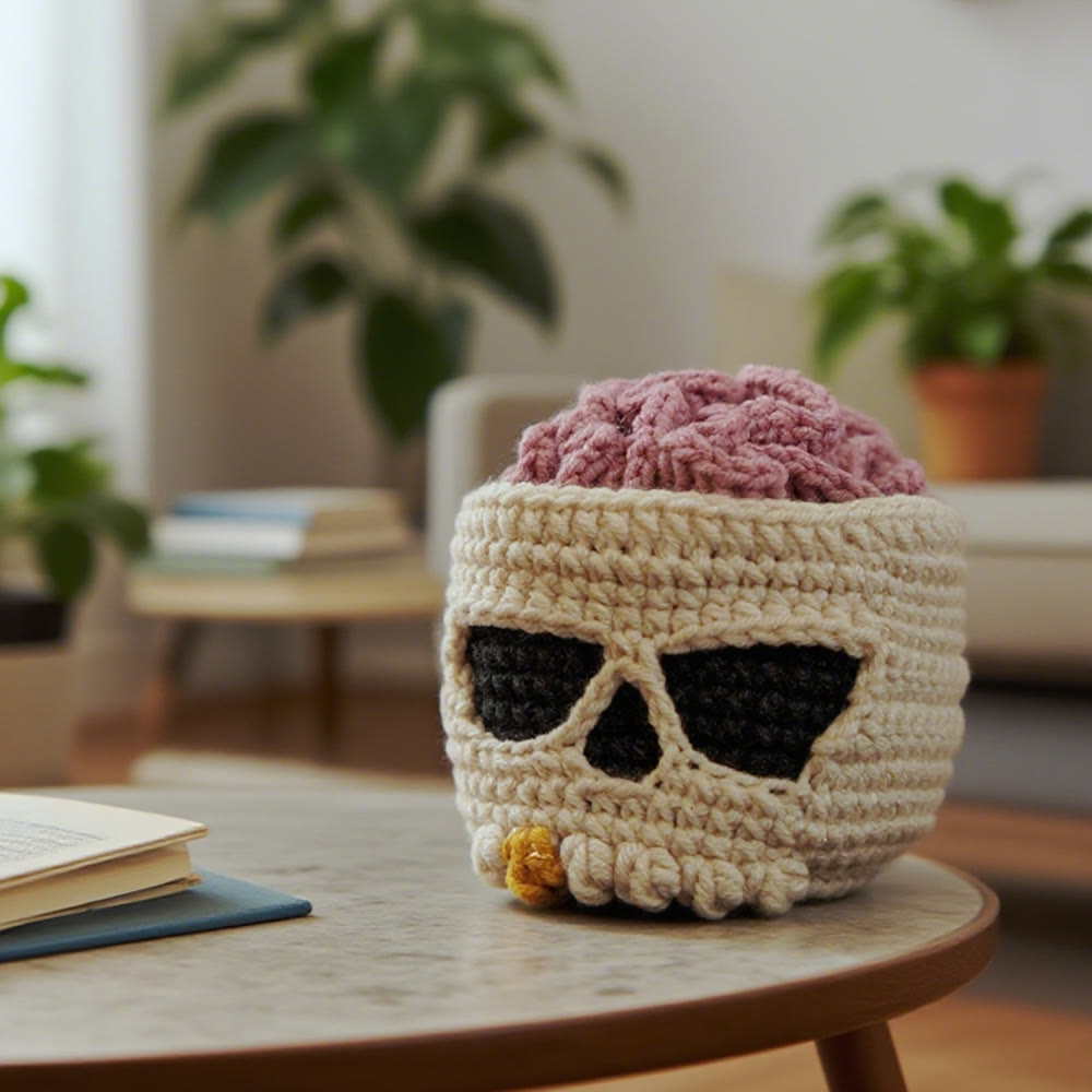 Diy Handmade Skull Coaster Crochet Kit - Easy Needle Work | Creative Home Decoration  - image 0