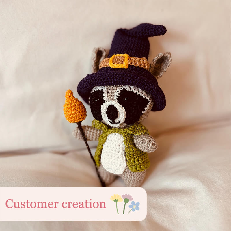 Diy Handmade Raccoon Wizard Crochet Kit -  Animal Needle Toy |  Great Birthday Gifts | Kids Crocheted Craft - image 6