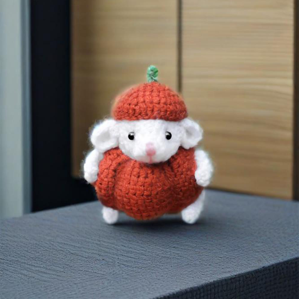 Diy Handmade Mouse In Pumpkin Crochet Kit - Creative Animal Doll | Diy Stylish Key Chain  - image 3