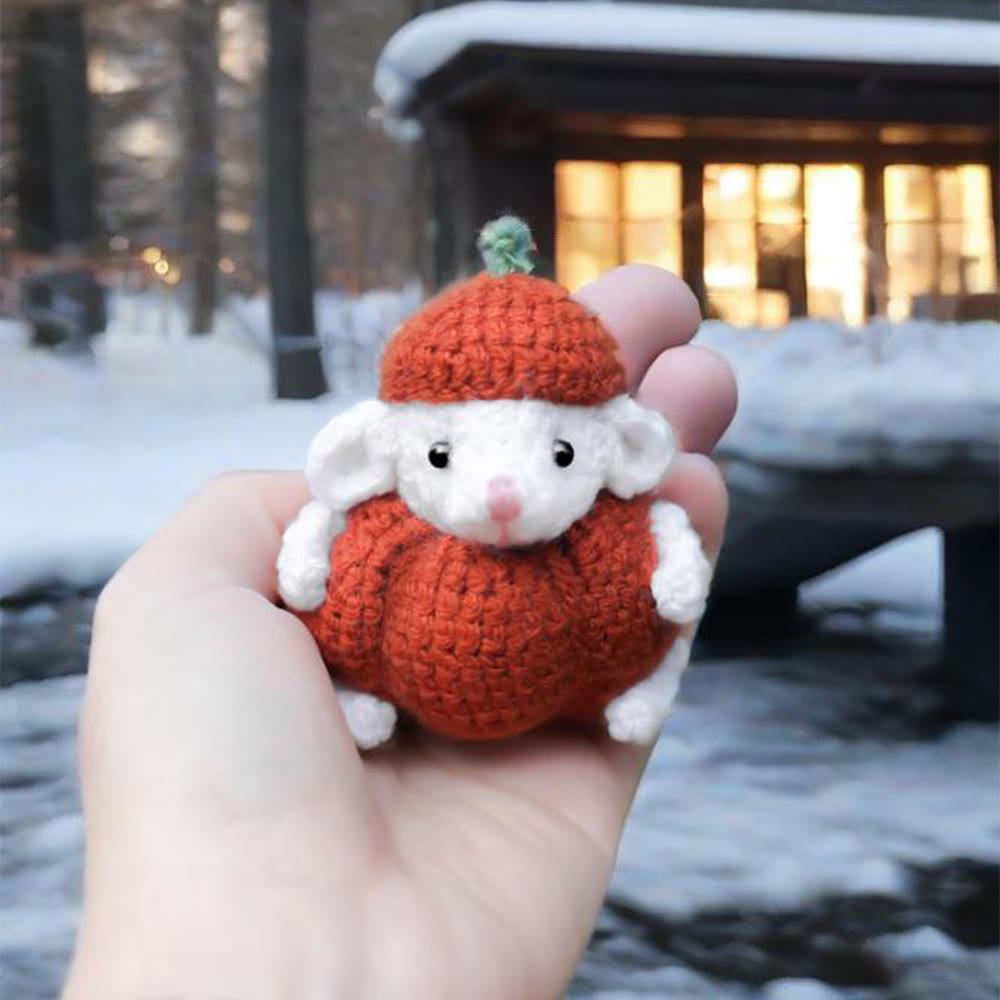 Diy Handmade Mouse In Pumpkin Crochet Kit - Creative Animal Doll | Diy Stylish Key Chain  - image 2