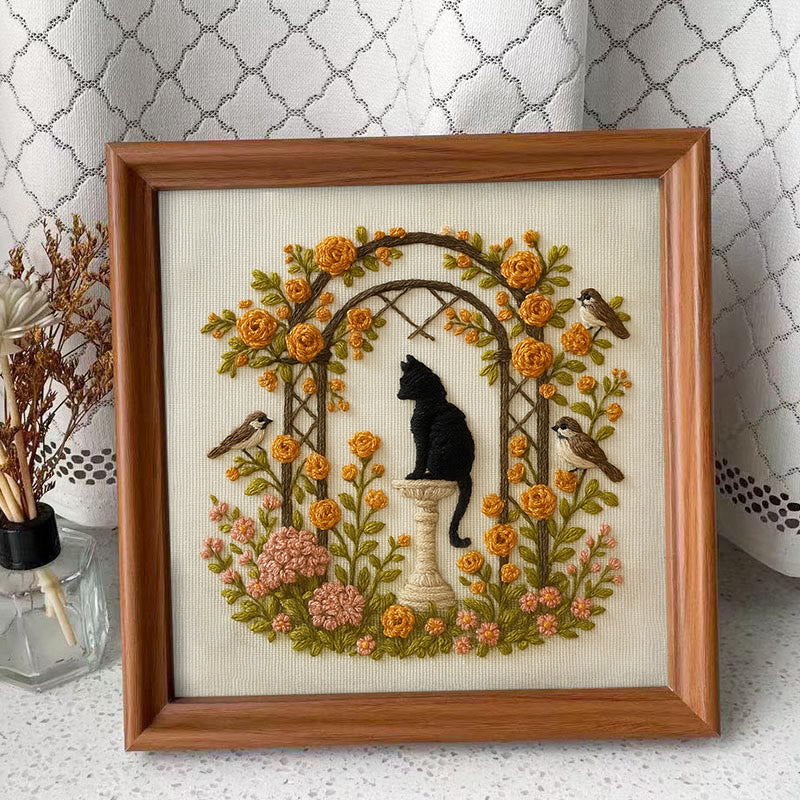 Rubbyoo Embroidery Kit - Cat With Blooming Flowers | Handicraft For Wedding Gifts | Perfect As Room Decor - image 10