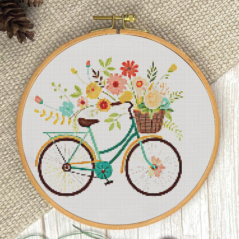  Cross Stitch Kit - Floral Bicycle | Modern Stitch Craft | Diy Home Decor - image 3