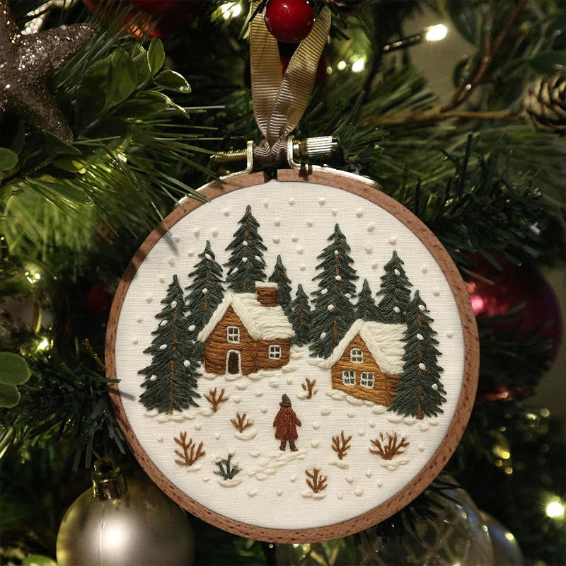 Rubbyoo Embroidery Kit - Snowy Town | Winter Landscape Craft | Christmas Handmade Decor  - image 3