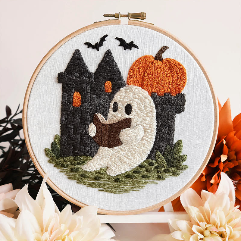 Rubbyoo Embroidery Kit - Halloween Reading Ghost | Spooky Handicraft For Halloween | Nice Artwork For Home Decor - image 5