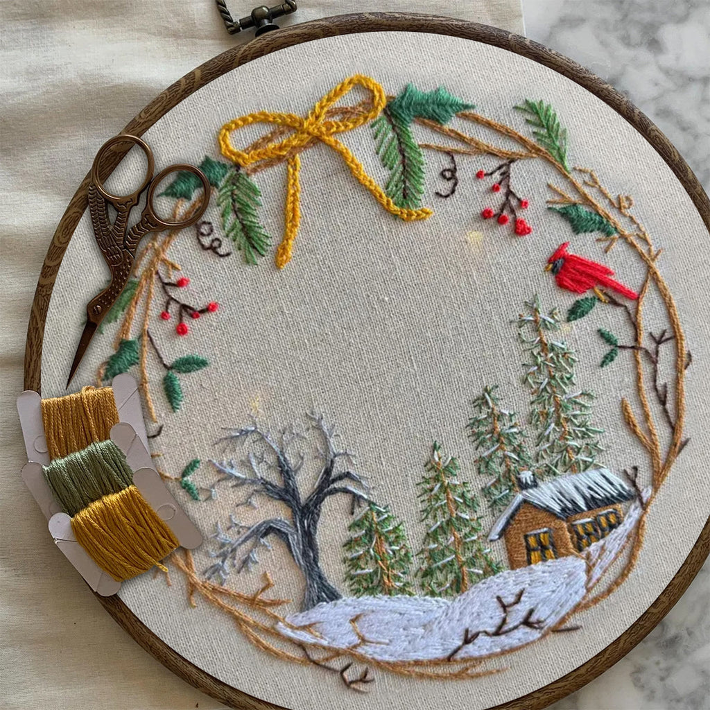 Rubbyoo Embroidery Kit - Christmas Cabin | Christmas Tree Decor | Easy Handmade Needlework - image 3