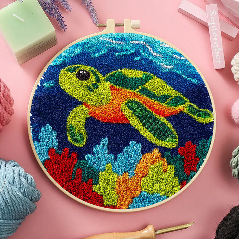 Sea Turtle Punch Needle Kit - Diy Starter Needlepoint | Handmade Decorative Gift - image 8