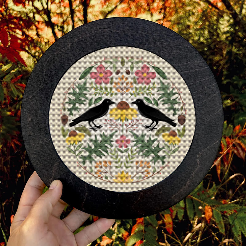  Cross Stitch Kit - Floral Ravens | Handmade Room Ornament | Diy  Needle Craft  - image 9