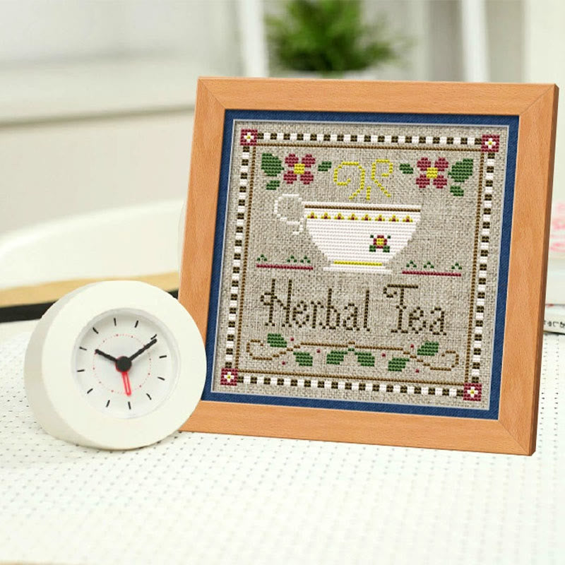  Cross Stitch Kit - Leisure Afternoon Time | Diy Desk Decor | Nice Handicraft For Coffee Lovers - Herbal Tea - image 6