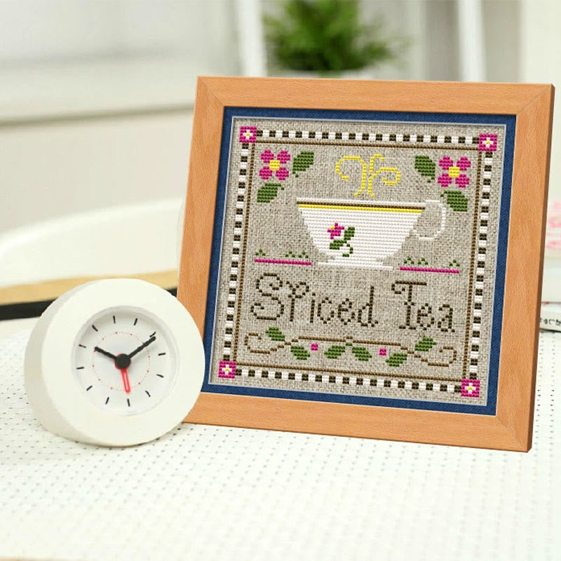  Cross Stitch Kit - Leisure Afternoon Time | Diy Desk Decor | Nice Handicraft For Coffee Lovers - Spiced Tea - image 3