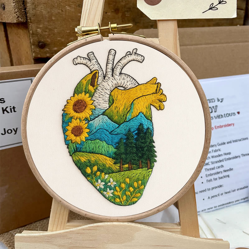 Rubbyoo Embroidery Kit - Natural Heart | Handmade Stitch Artwork | Unique Landscape Craft - image 7
