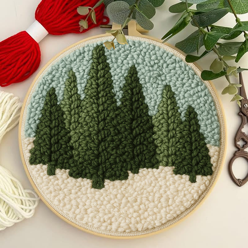Snowy Forest Punch Needle Kit - Diy Punch Needle Coaster | Christmas Winter Handicraft | Perfect Housewarming Gift - image 7