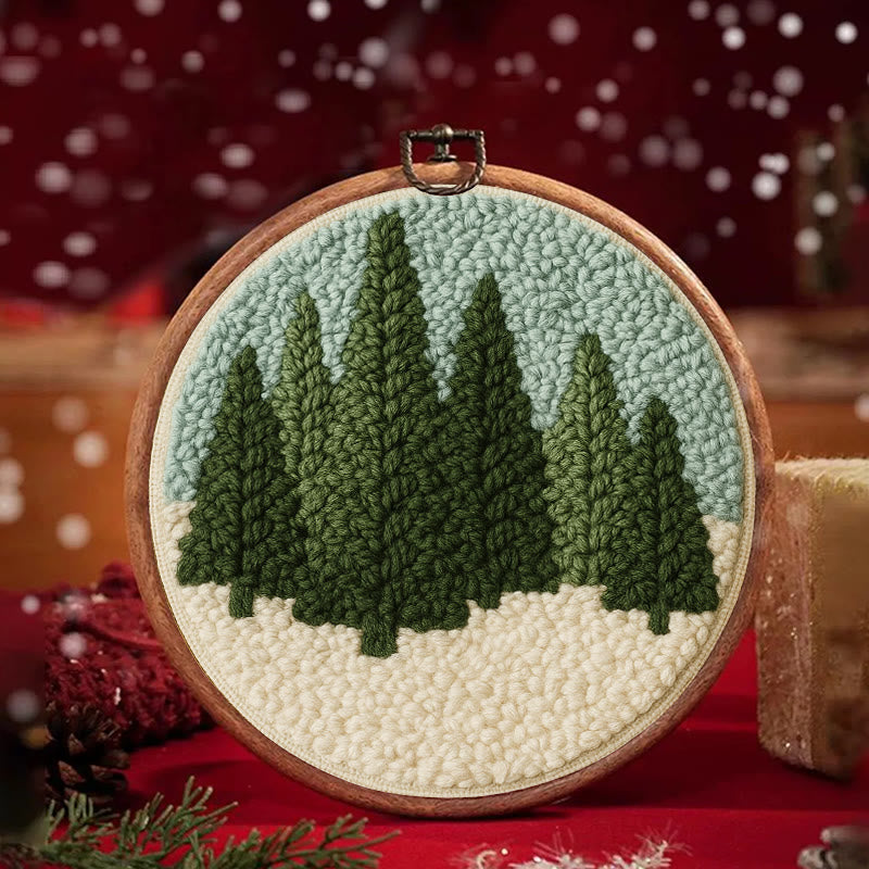 Snowy Forest Punch Needle Kit - Diy Punch Needle Coaster | Christmas Winter Handicraft | Perfect Housewarming Gift - image 3