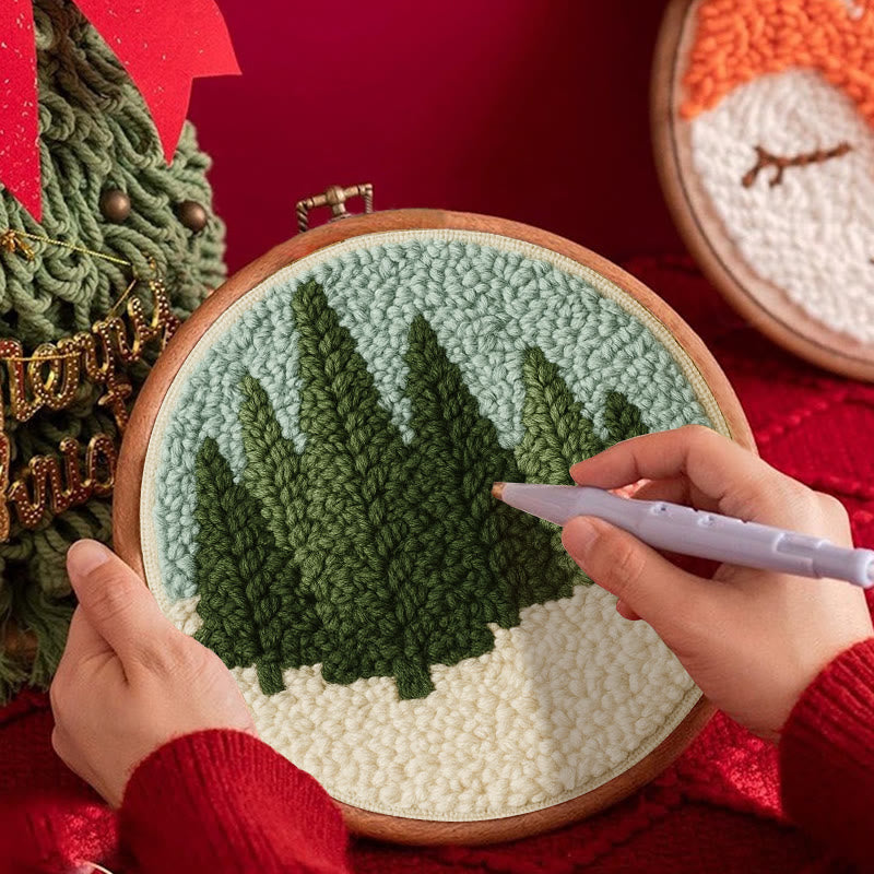 Snowy Forest Punch Needle Kit - Diy Punch Needle Coaster | Christmas Winter Handicraft | Perfect Housewarming Gift - image 5