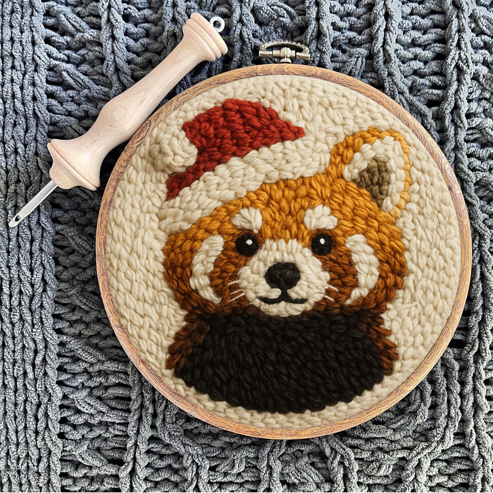  Christmas Red Panda Punch Needle Kit - Diy Punch Needle Coaster | Perfect Christmas Handicraft | Animal Tufted Coaster - image 10