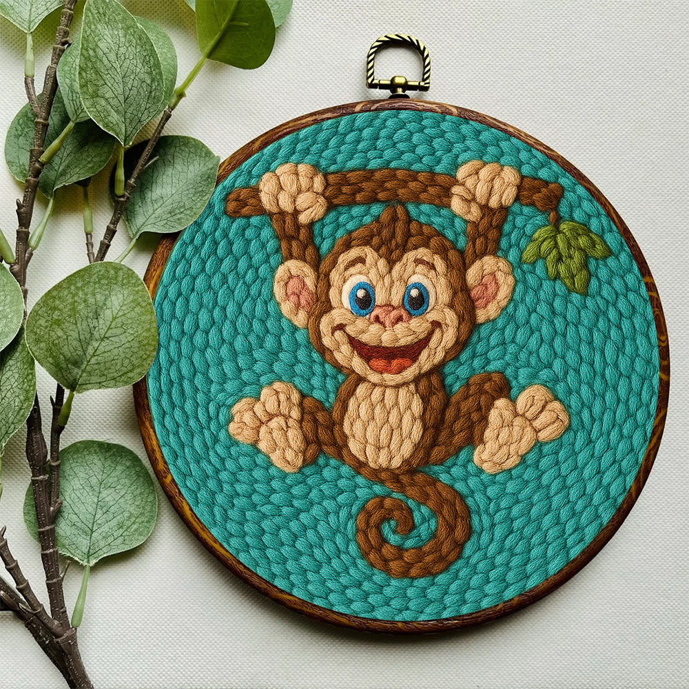 Naughty Monkey Punch Needle Kit - Diy Punch Needle Coaster | Unique Animal Needle Craft | Perfect For Home Decor - image 6