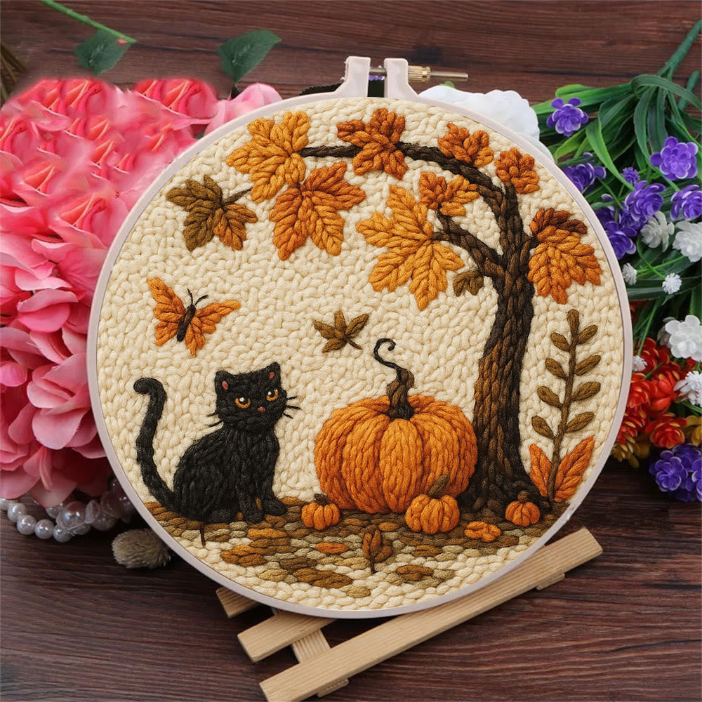 Halloween Autumn Punch Needle Kit - Diy Punch Needle Coaster | Halloween Pumpkin Handicraft | Easy Festival Decoration - image 3