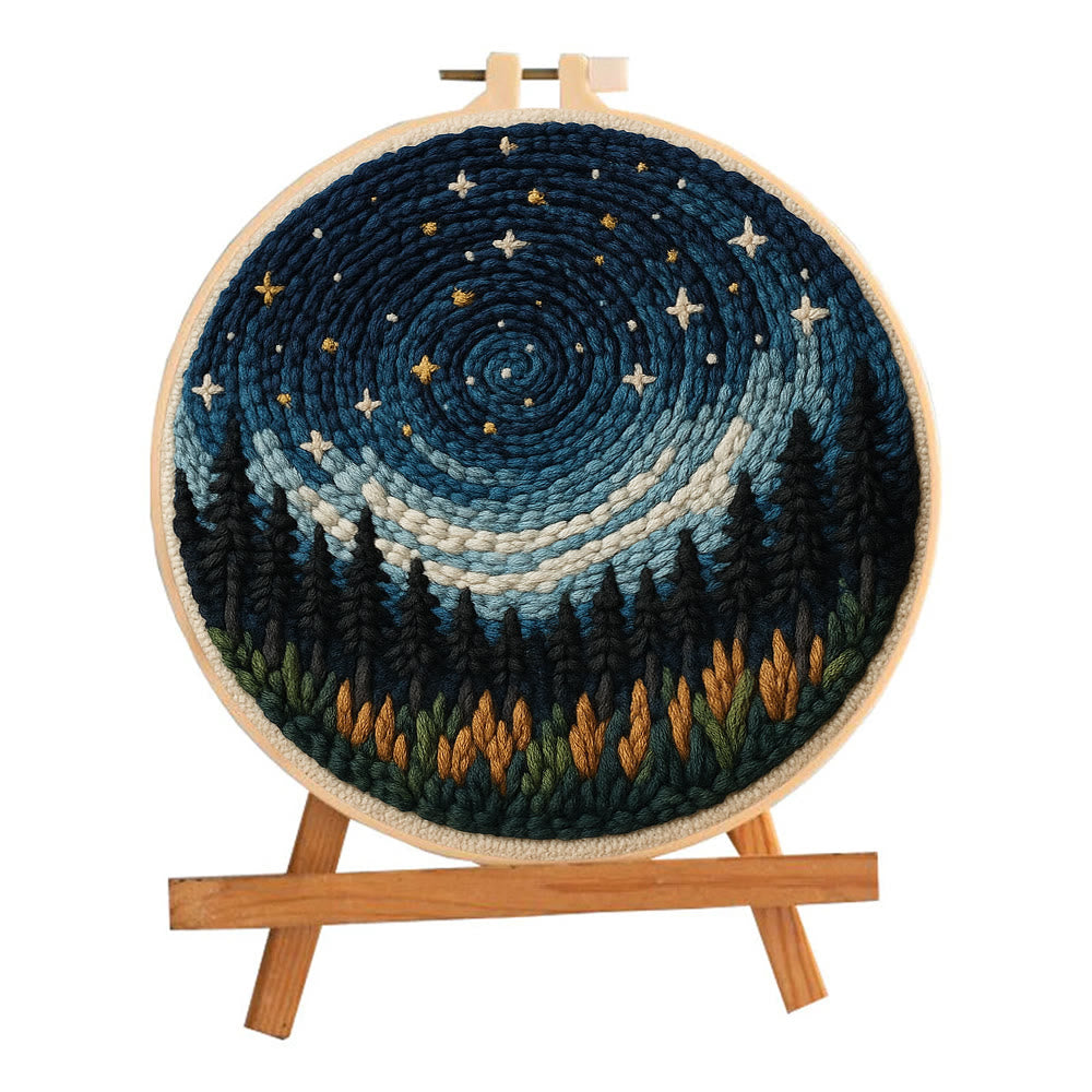 Shining Starry Sky Punch Needle Kit - Diy Punch Needle Coaster | Night Scenery Handicraft | Nice Birthday Gifts  - image 10