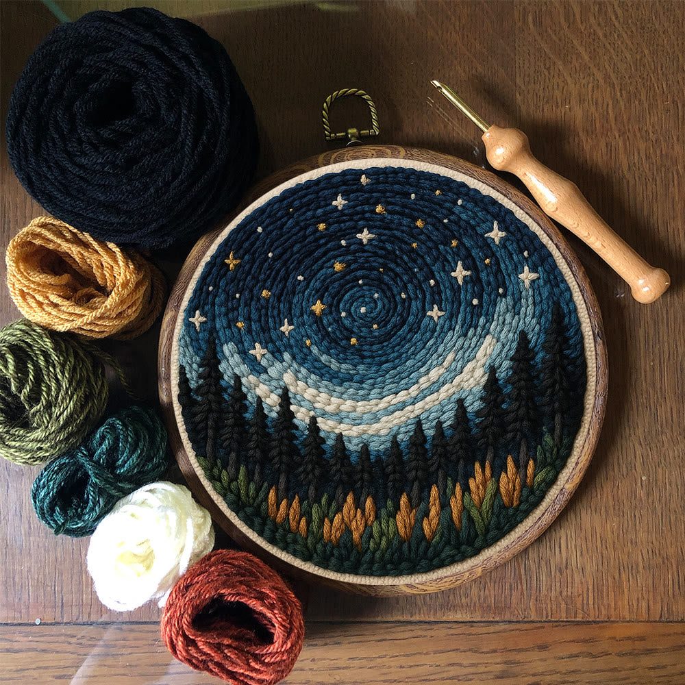 Shining Starry Sky Punch Needle Kit - Diy Punch Needle Coaster | Night Scenery Handicraft | Nice Birthday Gifts  - image 3