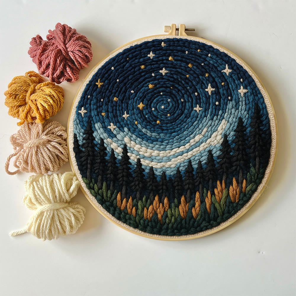 Shining Starry Sky Punch Needle Kit - Diy Punch Needle Coaster | Night Scenery Handicraft | Nice Birthday Gifts  - image 7