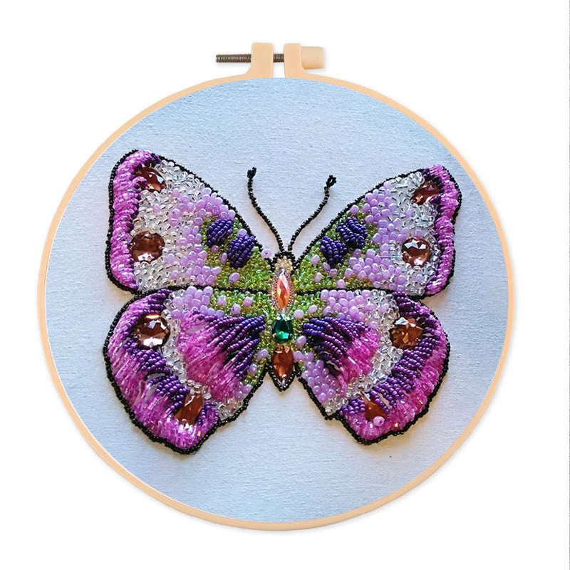 Rubbyoo Bead Embroidery Kit - Pink Butterfly | Diy Decorative Handcraft | Thoughtful Birthday Gift - 20*20cm - image 0