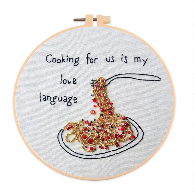 Rubbyoo Bead Embroidery Kit - Cooking Love| Creative Decoration Art | Perfect For Pasta Lovers  - 20*20cm - image 0