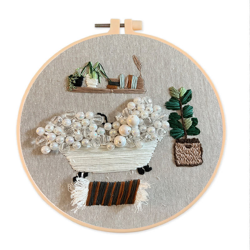 Rubbyoo Bead Embroidery Kit - Cozy Bath | Easy Handmade Artcraft | Nice Home Ornament - 20*20cm - image 0