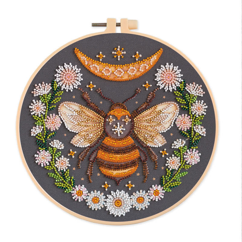 Rubbyoo Bead Embroidery Kit - Floral Bee | Diy Handicraft Collection | Exquisite Needle Art - 20*20cm - image 0
