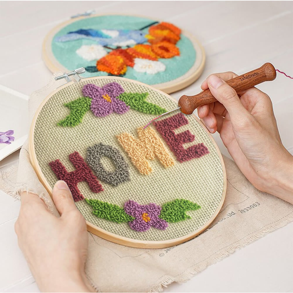 Floral Home Punch Needle Kit - Diy Living Room Decor | Handmade Stitch Work - image 1