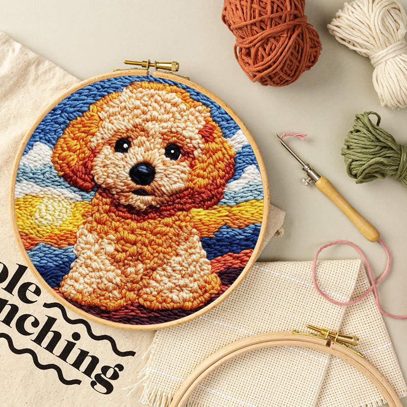  Poodle Dog Punch Needle Kit - Adorable Puppy Craft | Unique Handmade Artwork  - image 7